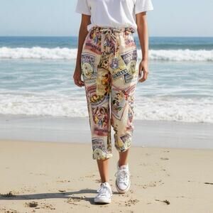 Vintage 1990s Jams World Clam digger pants Parisian theme Votre Sante Size small